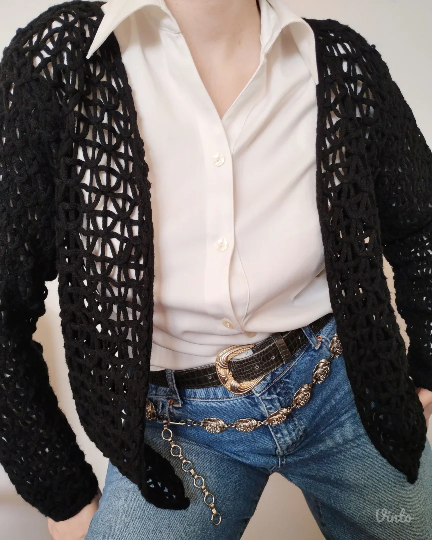 MORE&MORE crni pleteni kardigan