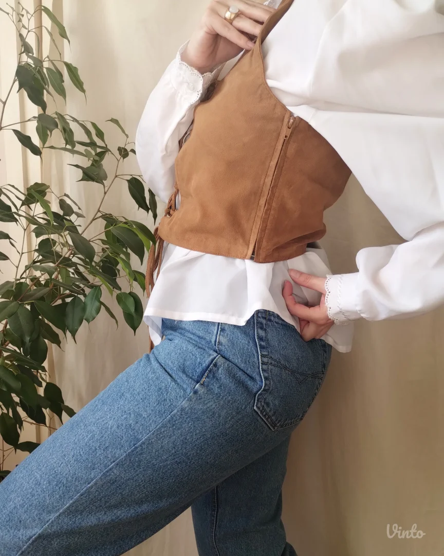 vintage kožni top