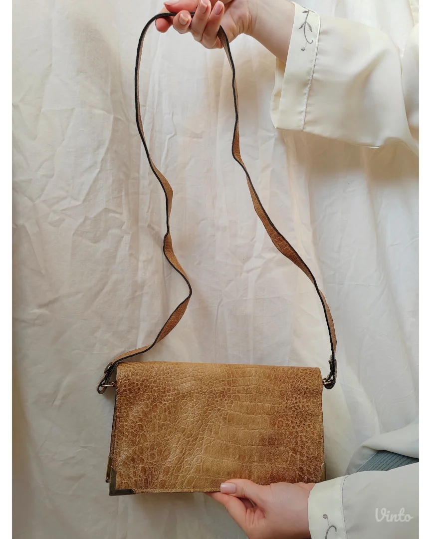 Vintage kožna kroko torbica