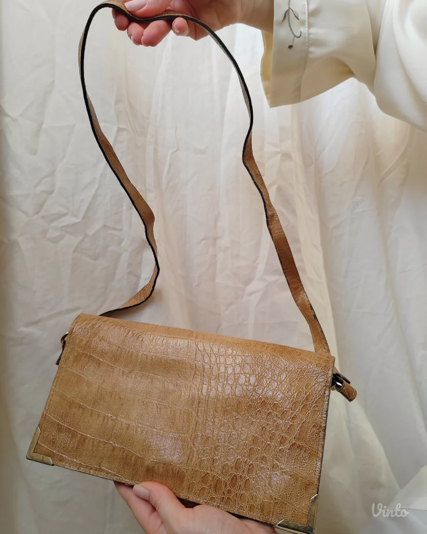 Vintage kožna kroko torbica