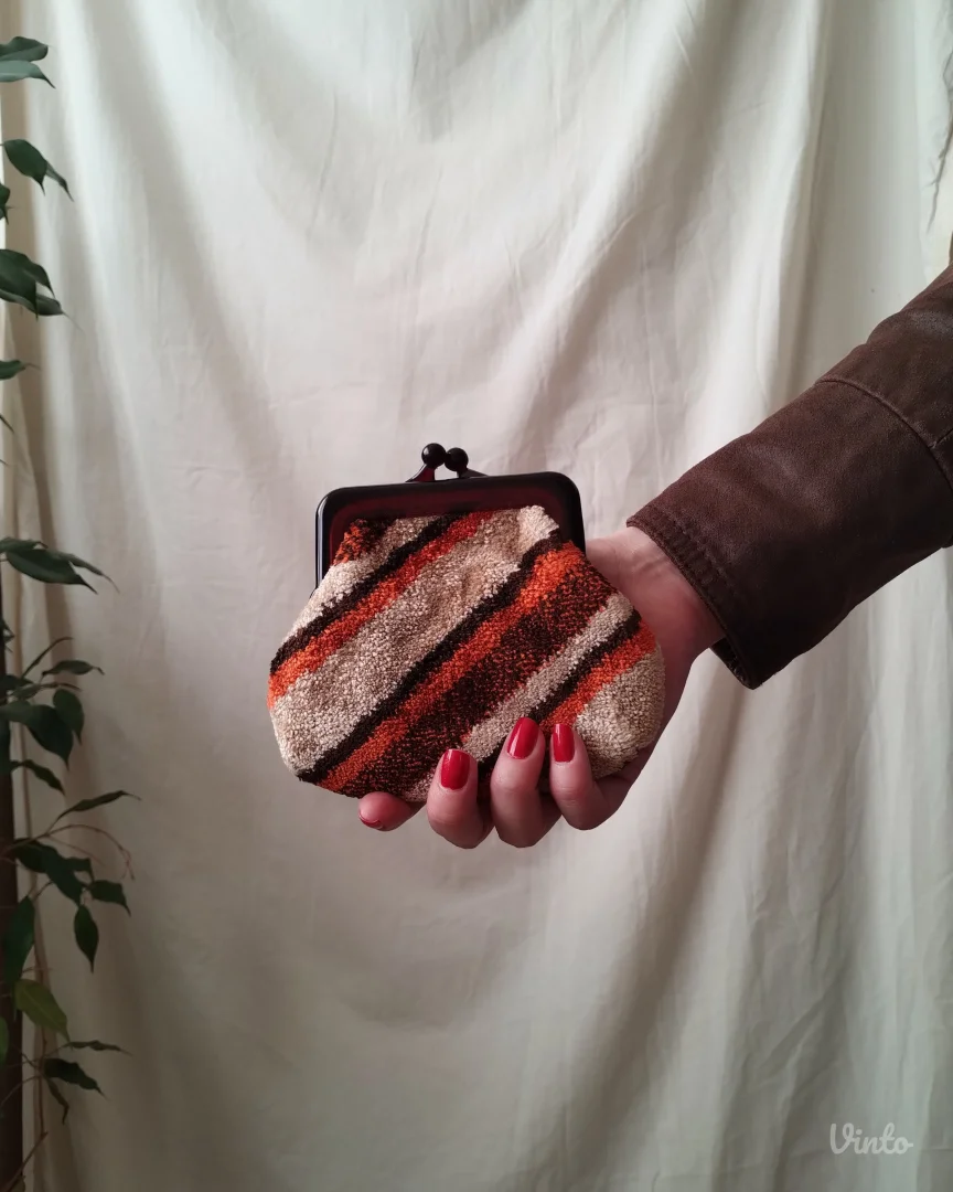 Vintage plišani set: torbica i novčanik