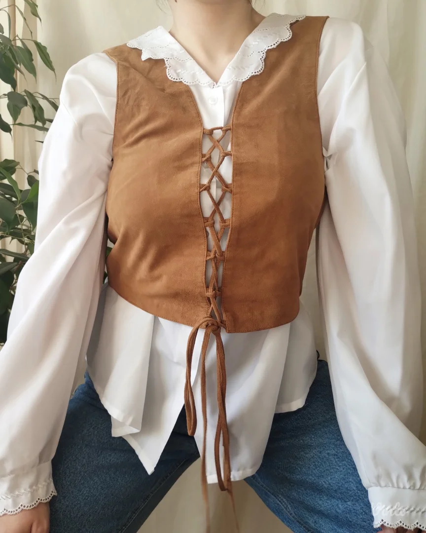 vintage kožni top