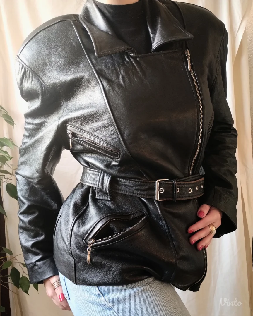 vintage BLACKY DRESS kožna jakna; vel. 40-42