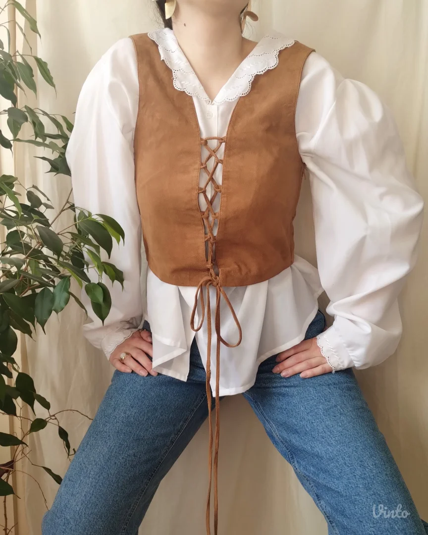 vintage kožni top