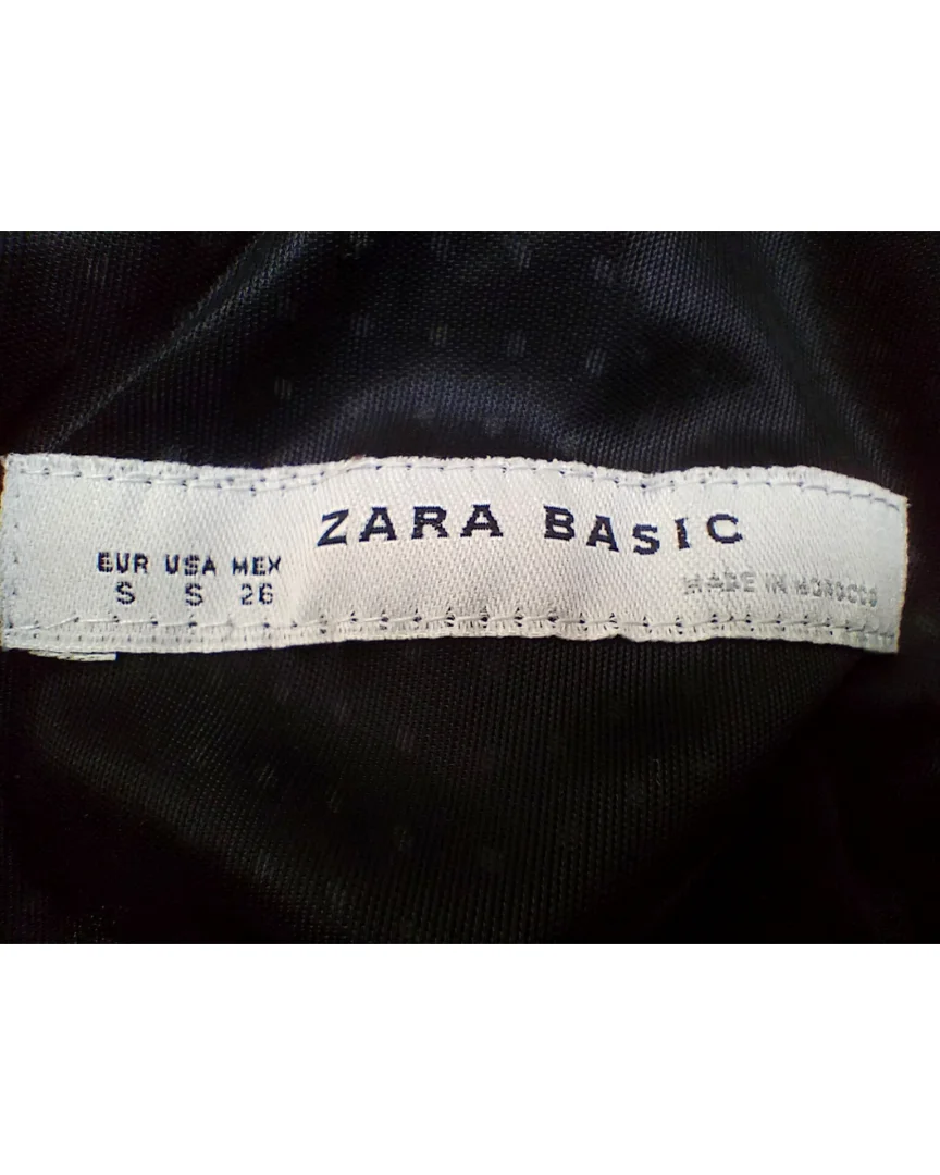 ZARA BASIC crna haljina sa belim tufnama