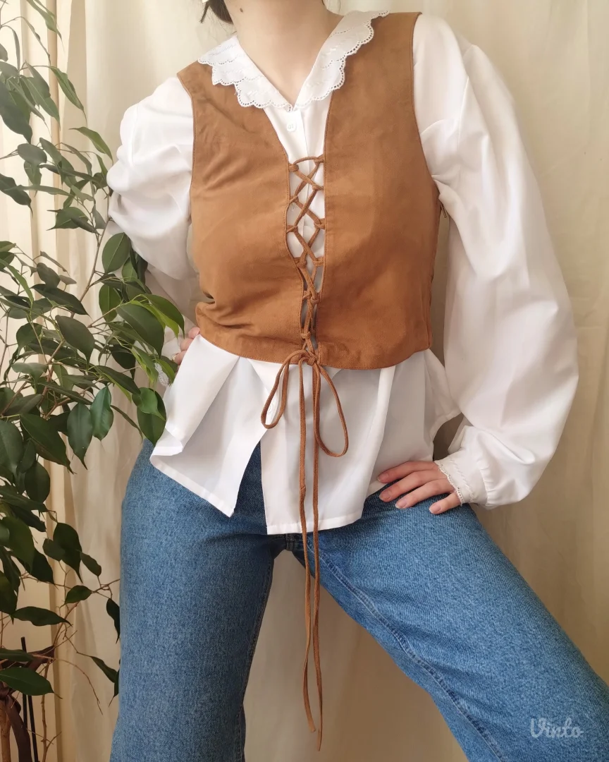 vintage kožni top