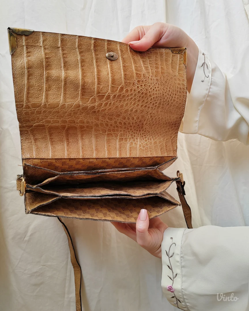 Vintage kožna kroko torbica