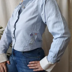 Crop jakna sa cvetnim vezom