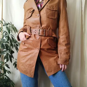 vintage kožni mantil