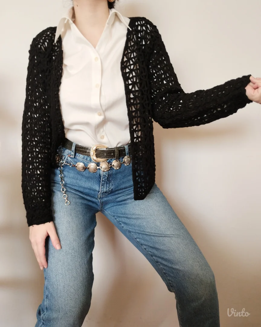 MORE&MORE crni pleteni kardigan