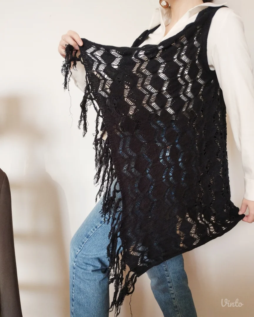 Boho-chic prsluk/kardigan/pončo sa resicama