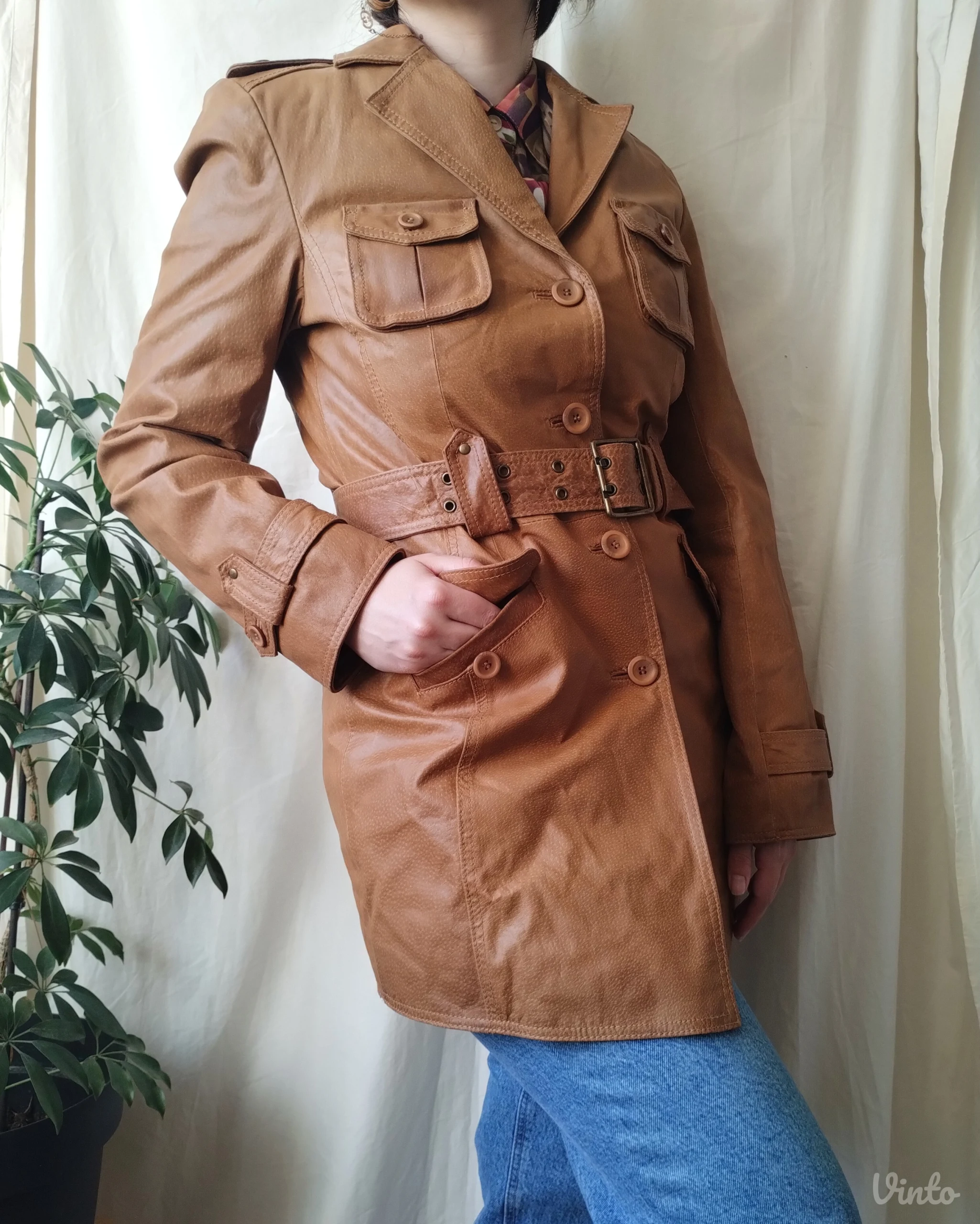 vintage kožni mantil