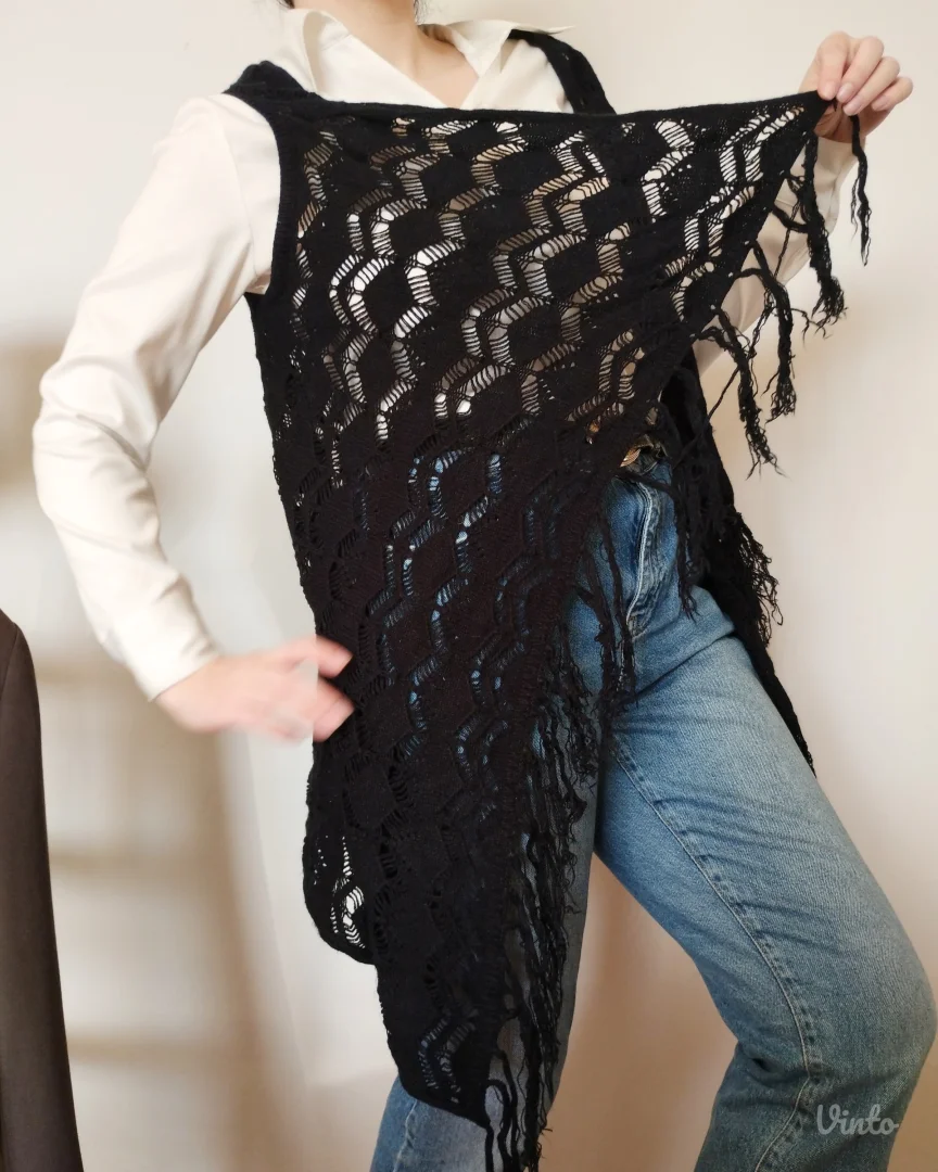 Boho-chic prsluk/kardigan/pončo sa resicama