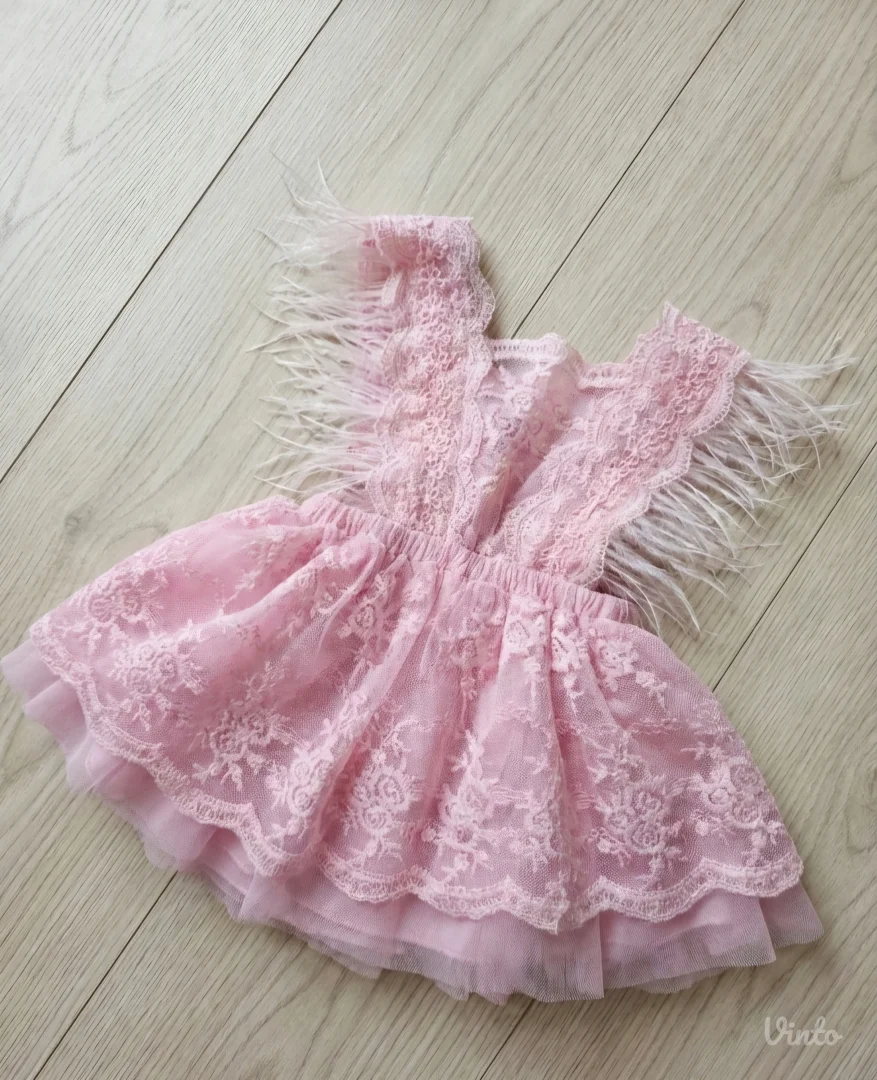 Haljinica za devojčice sa perjem