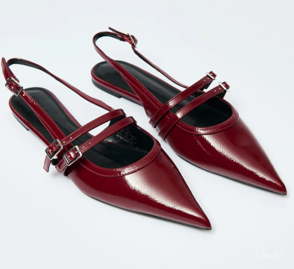 Lakovane burgundy sandalete