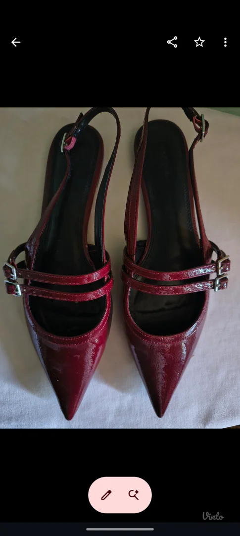 Lakovane burgundy sandalete