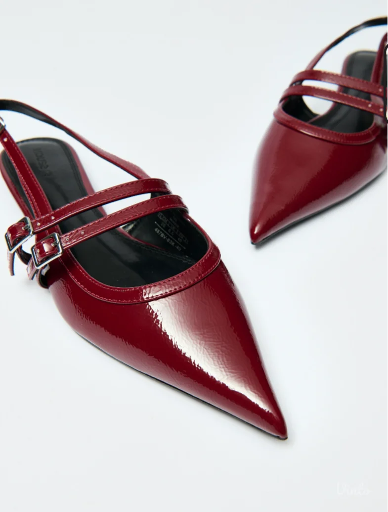 Lakovane burgundy sandalete