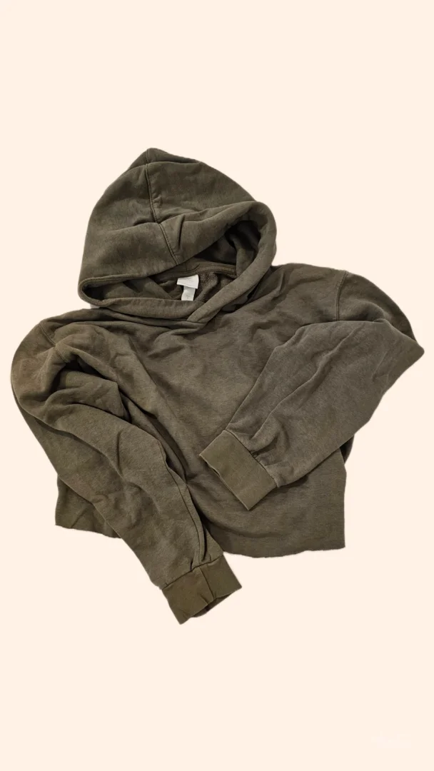 Maslinasta H&M crop dukserica s kapuljačom