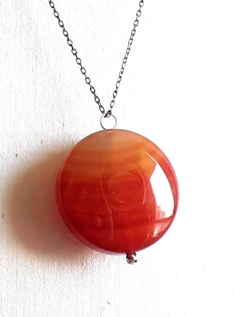 Poludragi kamen karneol, privezak, f=4cm