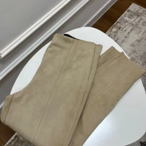 Zara bež pantalone od prevrnute kože