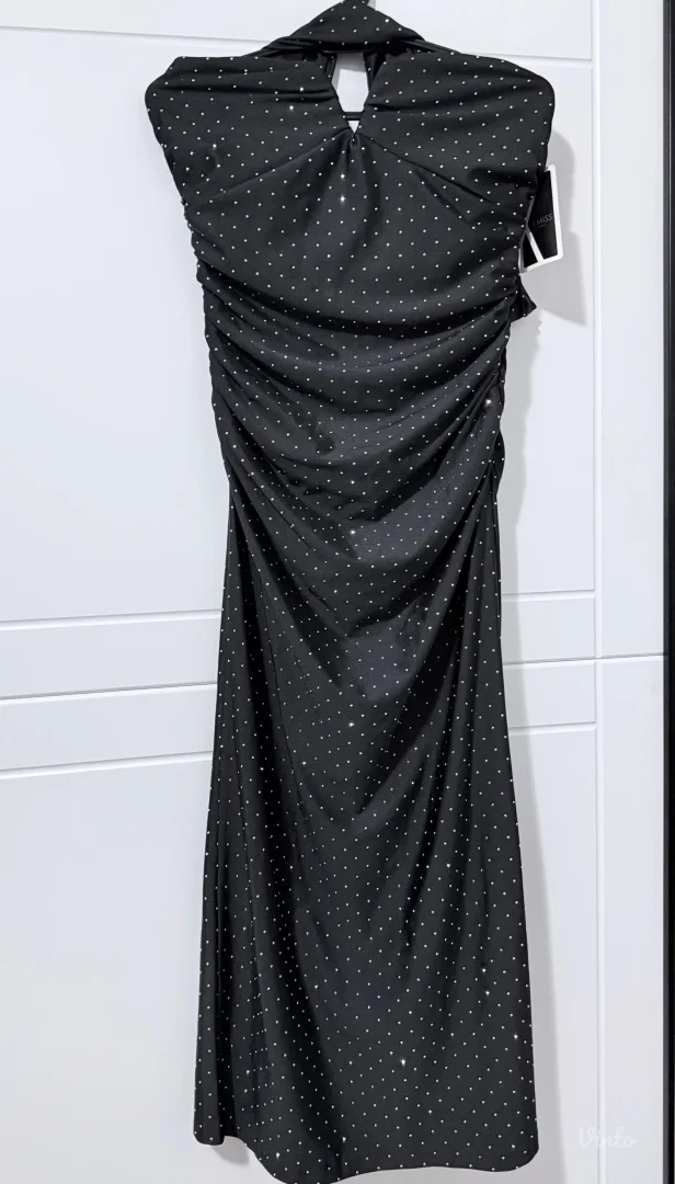 Crna haljina sa cirkonima sa etiketom