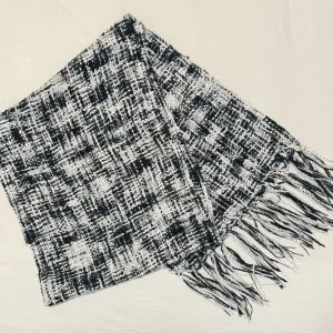 Crno-beli tvid šal sa resama