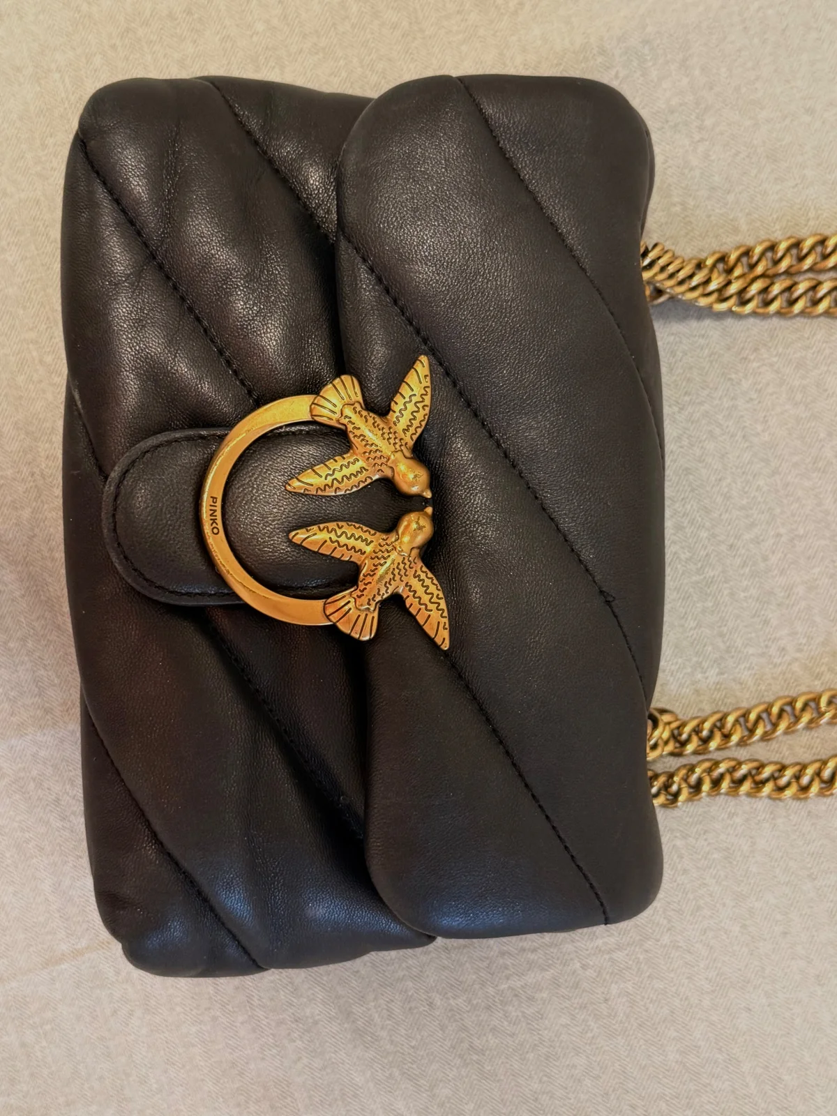 PINKO Love Bag Puff – crna kožna torba-original