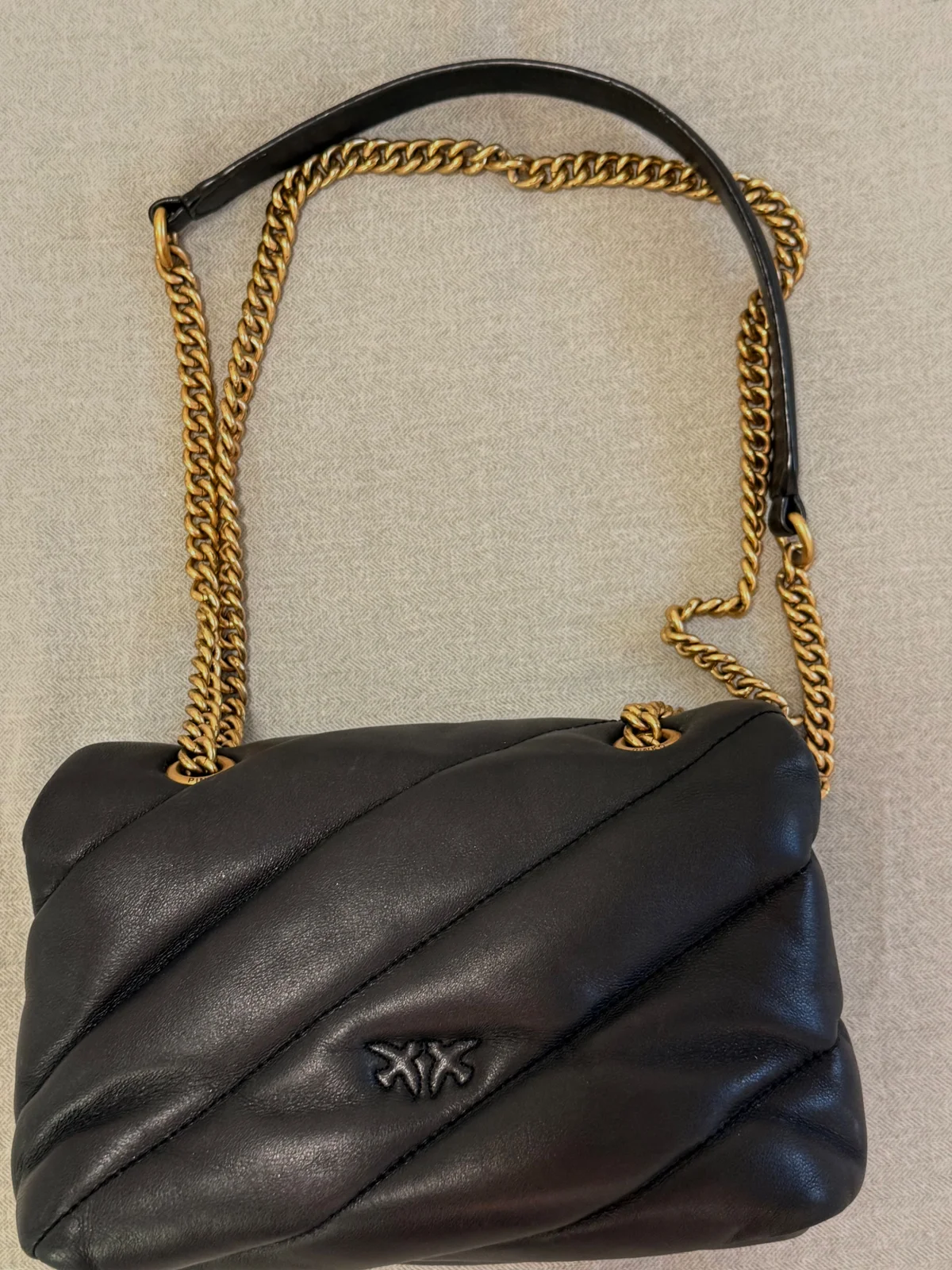 PINKO Love Bag Puff – crna kožna torba-original