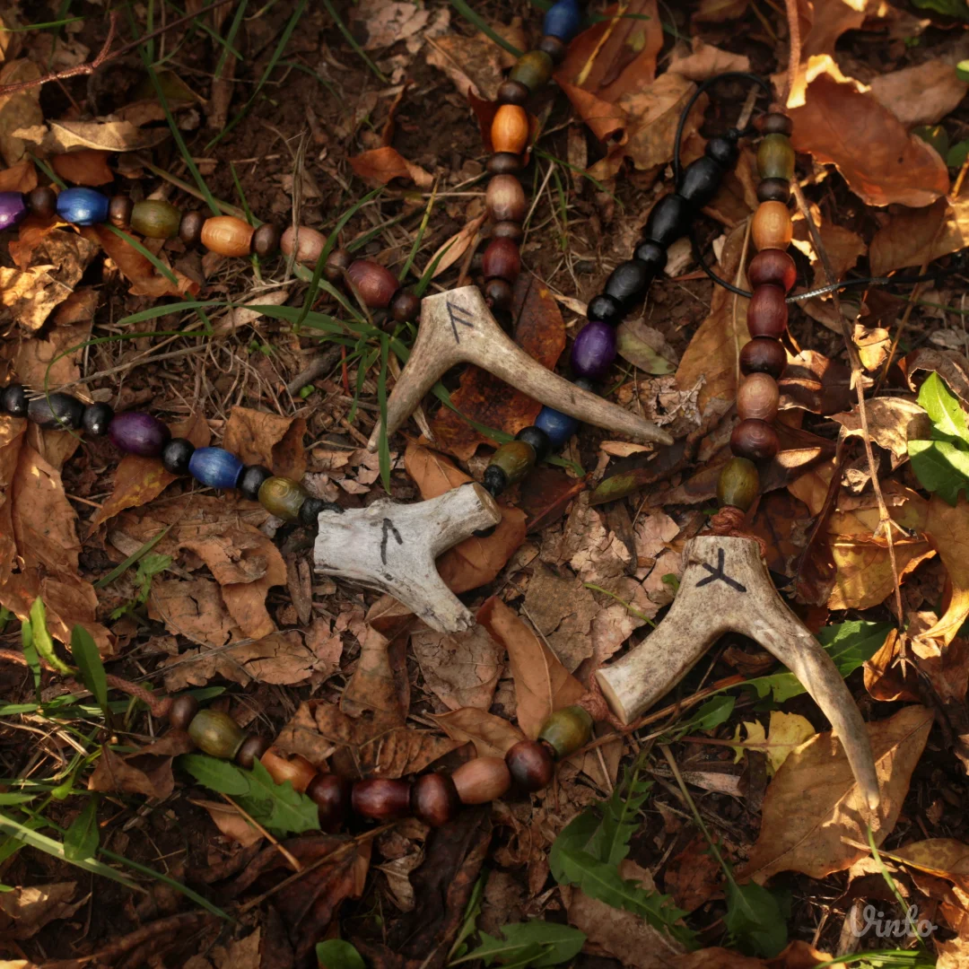 🔱 Ogrlica od roga srndaća sa runom Algiz