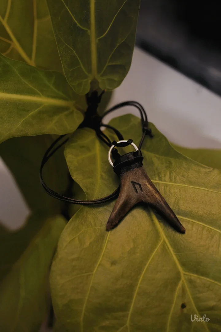 🌛 Ogrlica od roga srndaća sa runom Uruz