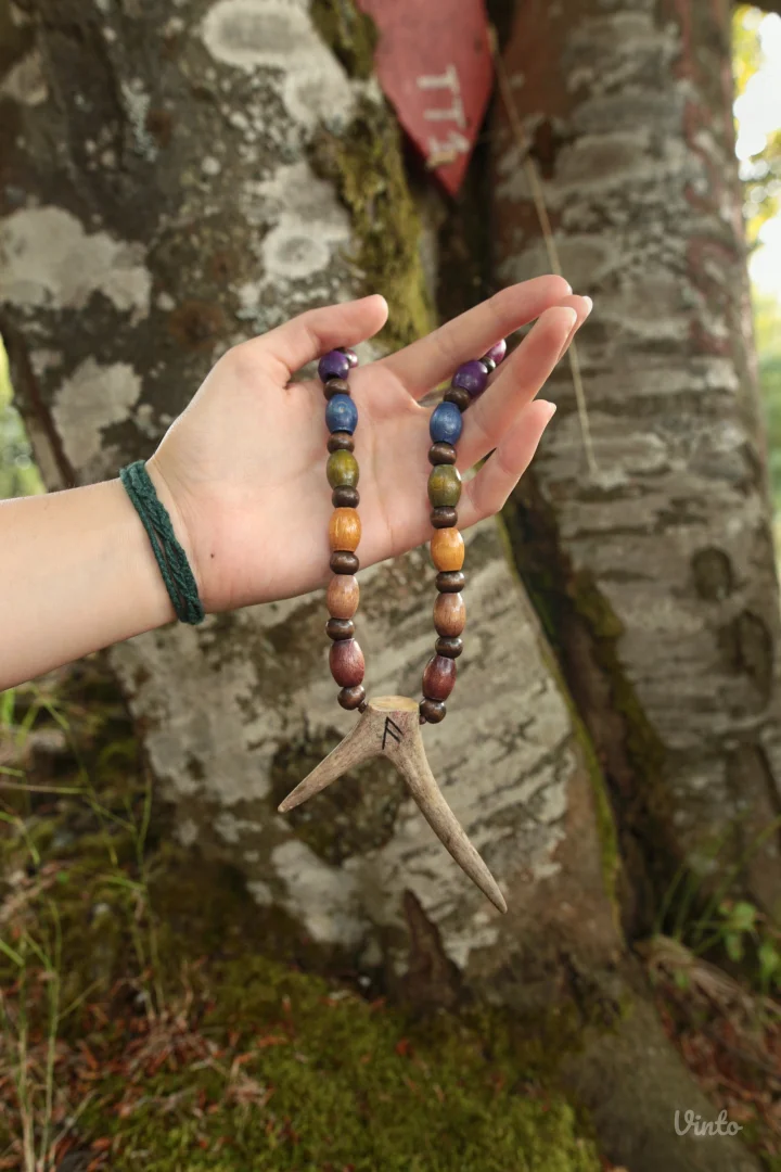 🐍Ogrlica od roga srndaća sa runom Ansuz