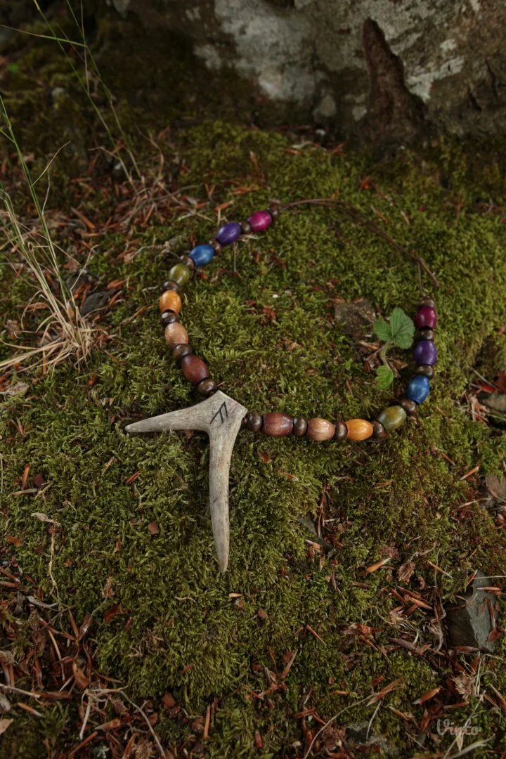 🐍Ogrlica od roga srndaća sa runom Ansuz