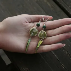 Minđuše od rogova srndaća i paprati