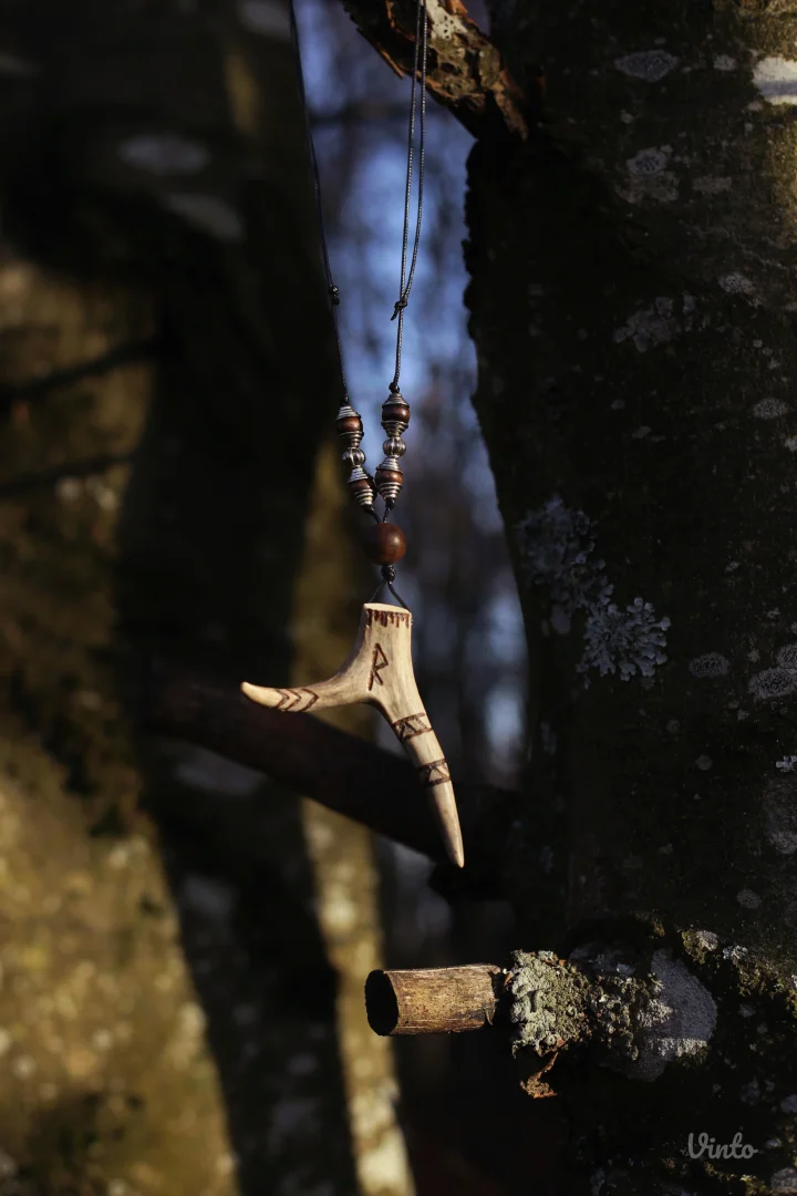 Ogrlica od roga srndaća sa runom Raidho