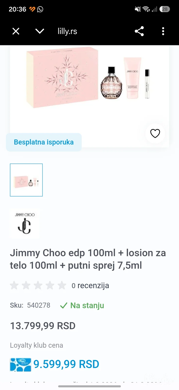 Jimmy Choo parfem edp 100ml + losion za telo 100ml + putni sprej 7,5ml