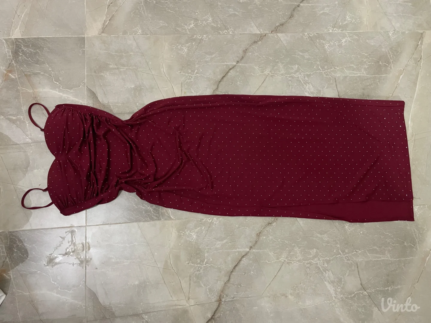 Elegantna bordo haljina sa cirkonima Uni veličina