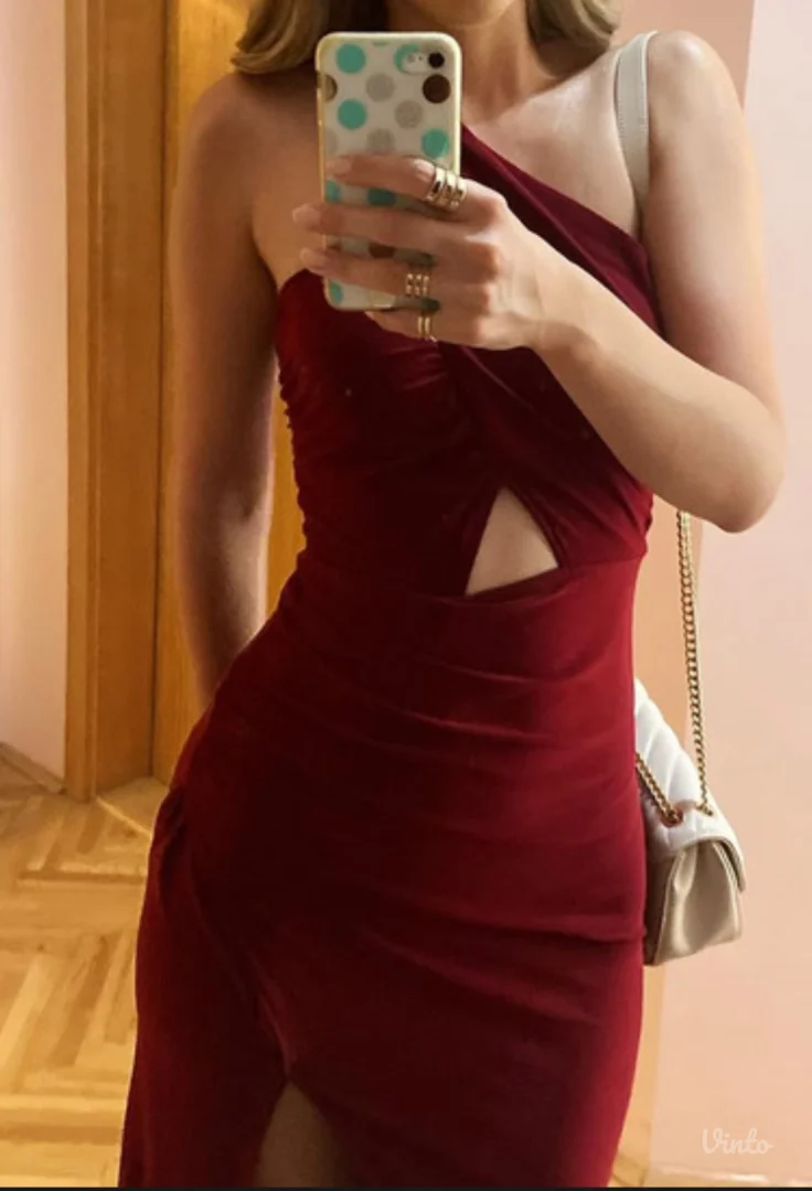Trendyol bordo haljina