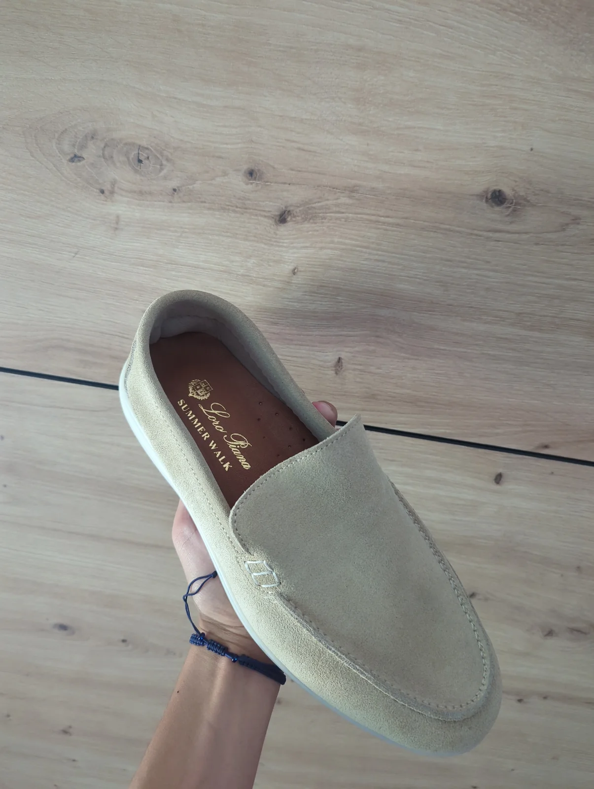 Loro Piana Summer Walk Mokasine - Bež Prevrtana Koža - Broj 42