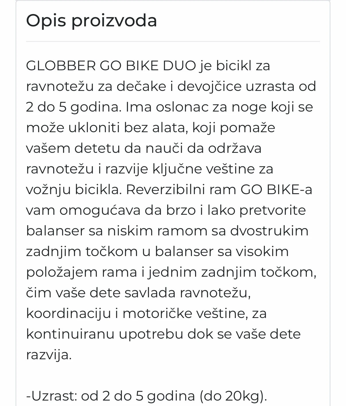 Globber balanser bike