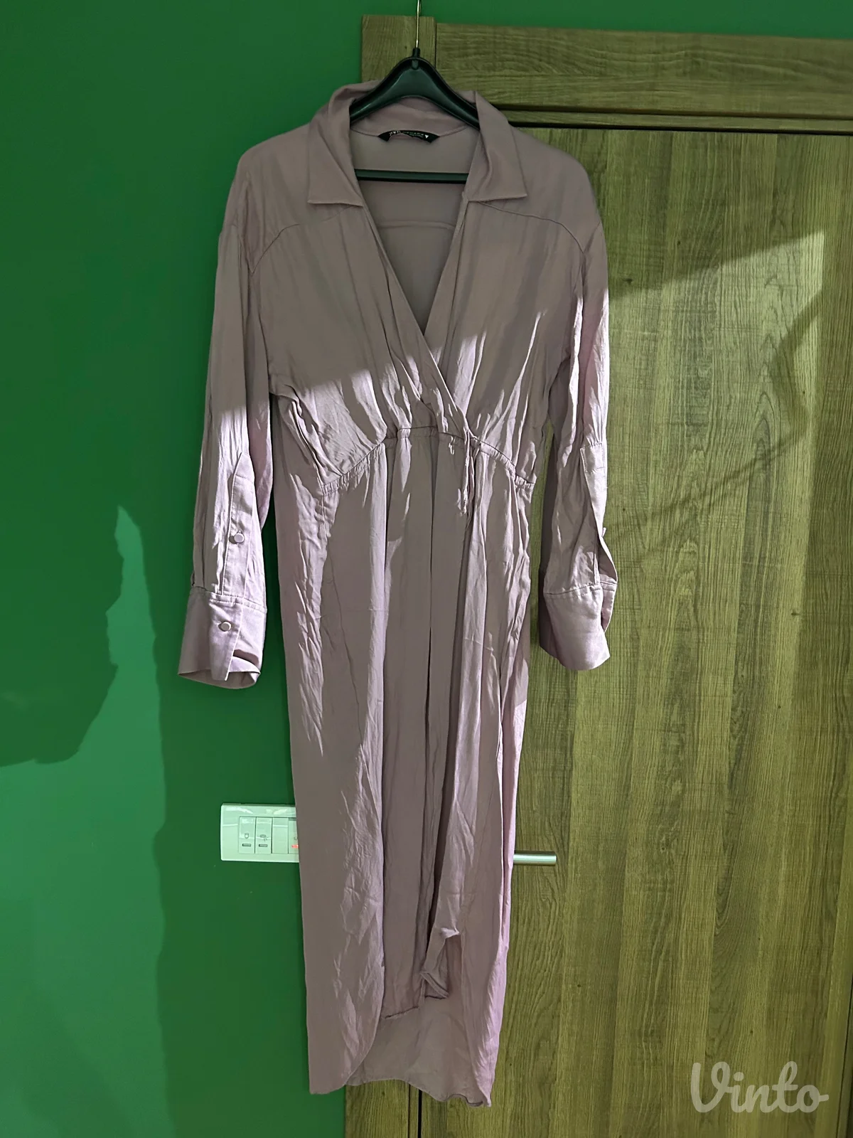 Lila midi satenska Zara kosulja haljina