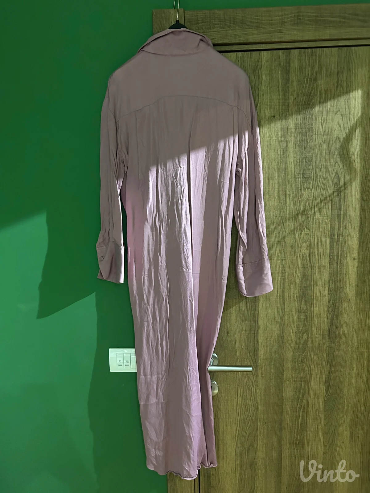 Lila midi satenska Zara kosulja haljina
