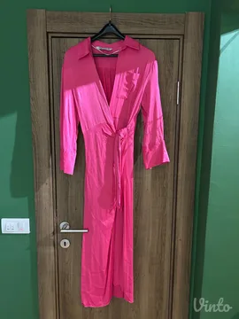Midi kosulja haljina od roze satena iz Zare