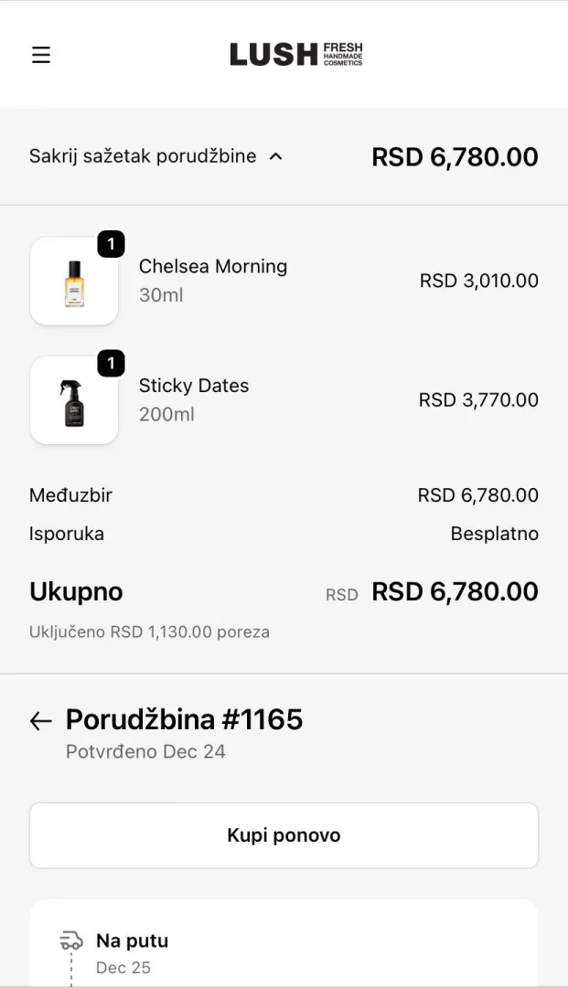 LUSH Sticky Dates sprej za telo NOVO