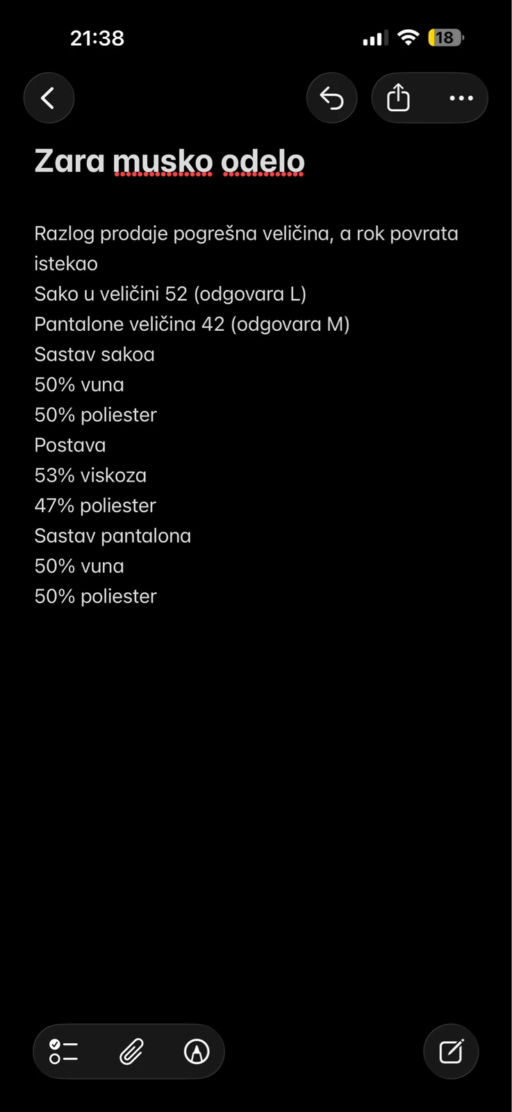 Muško odelo Zara NOVO