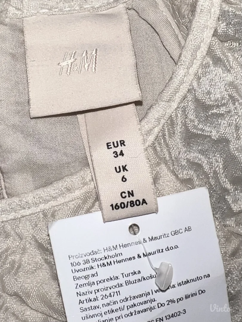 H&M haljina sa puf ramenima-XS