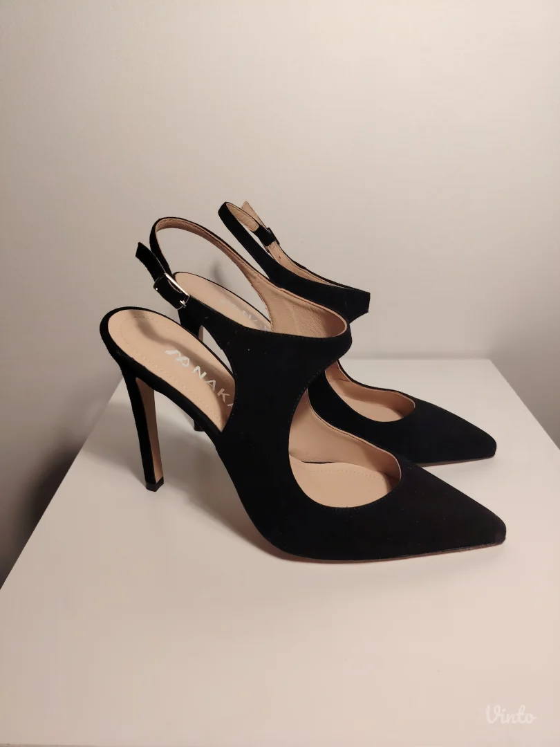 NAKA SHOES - Crne kožne cipele na štiklu - br.39