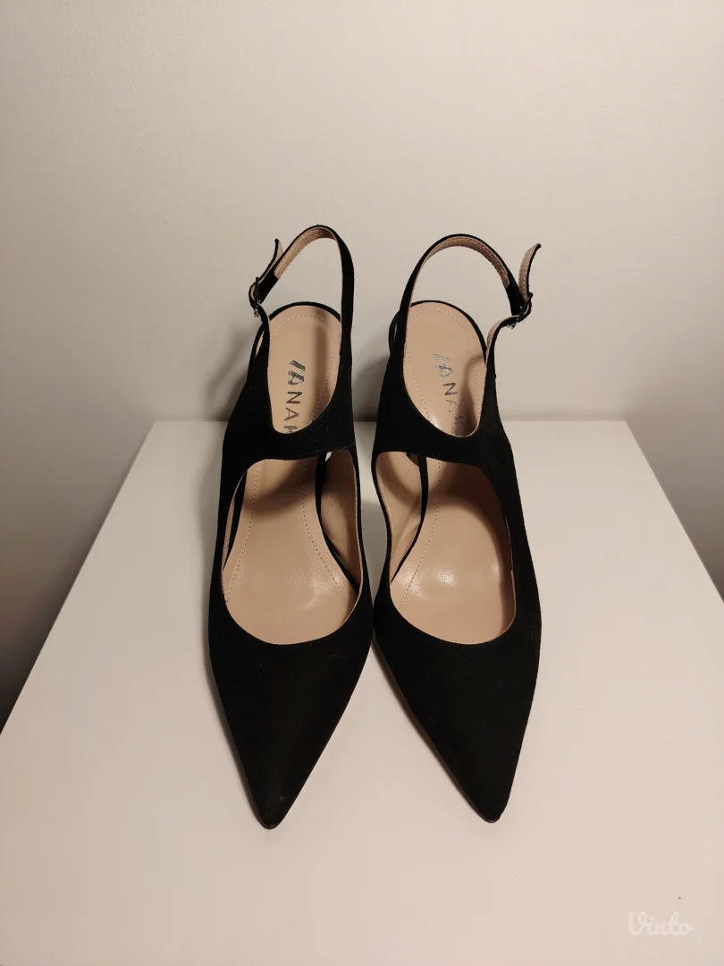 NAKA SHOES - Crne kožne cipele na štiklu - br.39