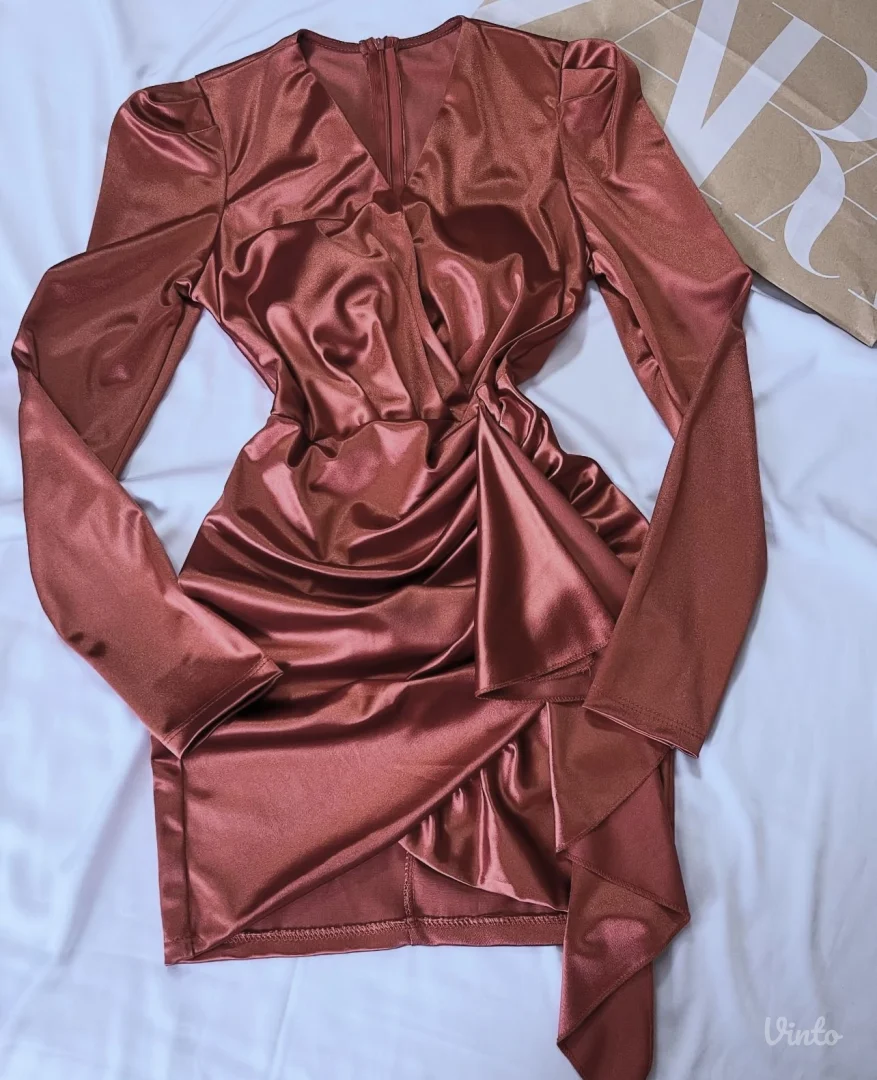 Saten svila haljina jednom nošena XS/S