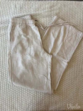 Bež lanene pantalone stradivarius
