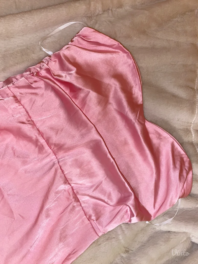 Svilena roze korset haljina